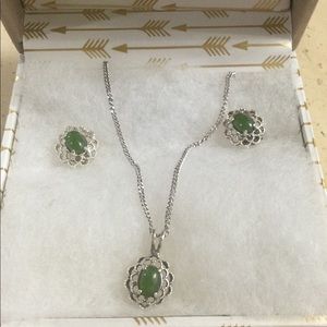 Sterling silver and jade set